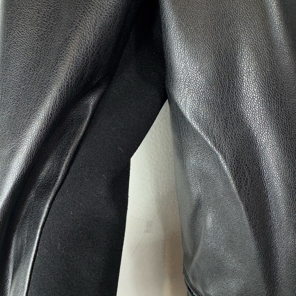 Zara Trf Size Small Black Faux Leather Moto Biker Jacket Zip Stretch Sleeves - Picture 6 of 10
